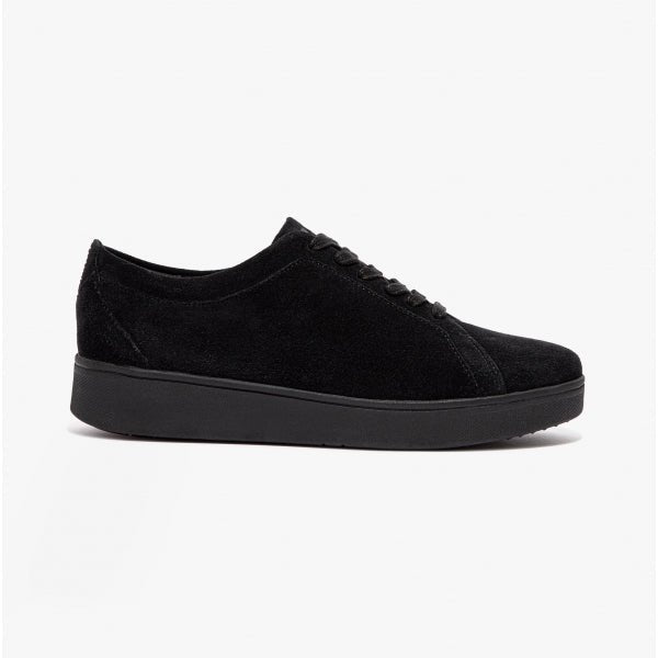 FitFlop RALLY Ladies Suede Trainers All Black - Shuperb