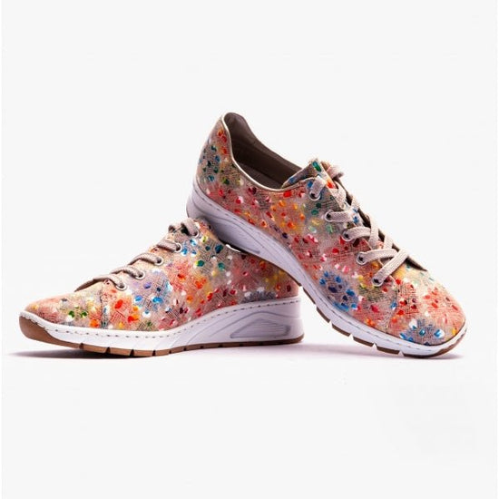 Rieker N3302 - 91 Ladies Wedge Trainers Ginger/Multi - Shuperb