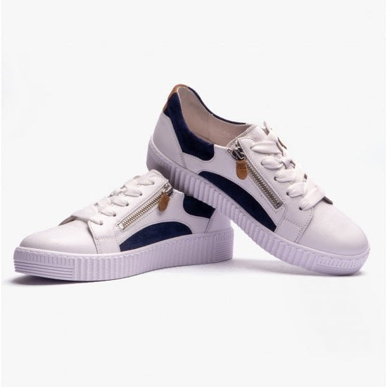 Gabor WEMO Ladies Casual Trainers White/Marine - Shuperb