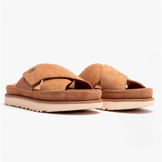 UGG GOLDENSTAR Ladies Cross Slide Sandals Chestnut - Shuperb