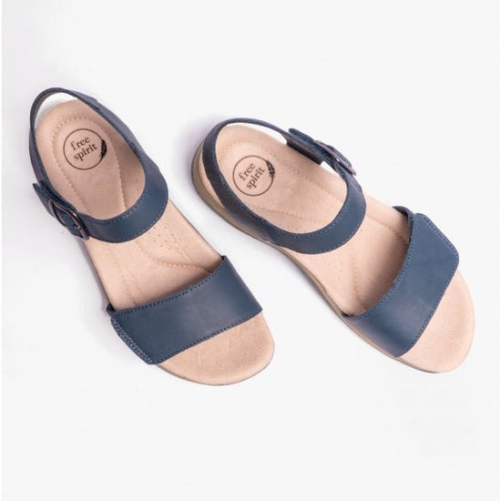 Free Spirit MAINE Ladies Soft Leather Sandals Navy - Shuperb