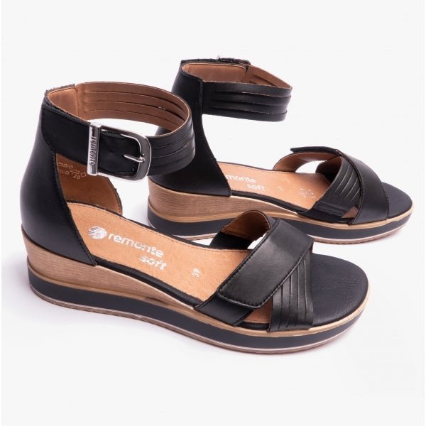 Remonte JERILYN Ladies Wedge Sandals Black - Shuperb