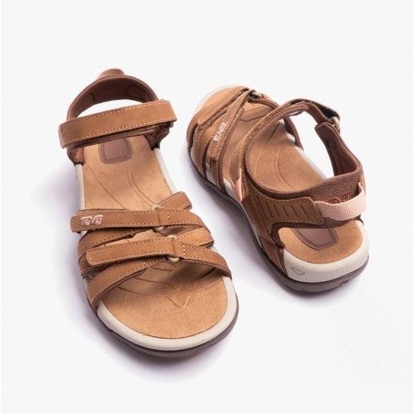 Teva TIRRA LEATHER Ladies Strappy Sandals Honey Brown - Shuperb