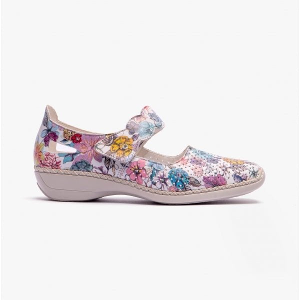 Rieker 413J2 - 90 Ladies Floral Shoes Multi - Shuperb