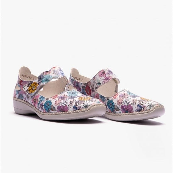 Rieker 413J2 - 90 Ladies Floral Shoes Multi - Shuperb