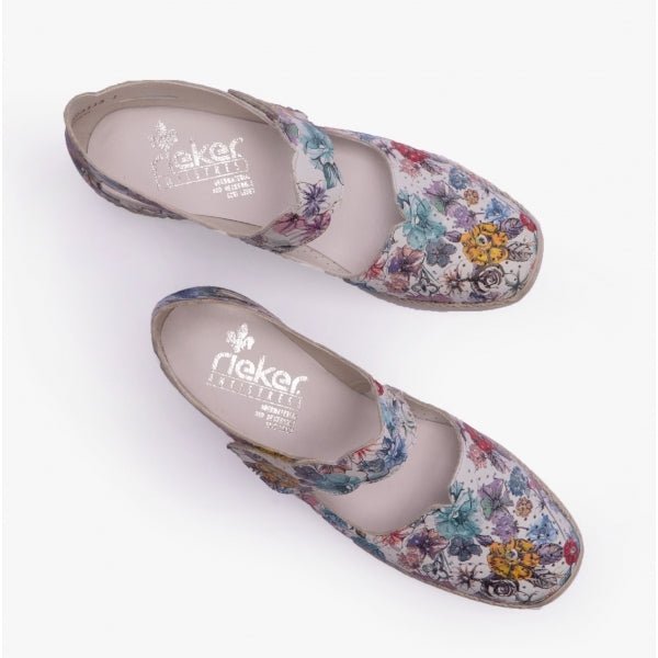 Rieker 413J2 - 90 Ladies Floral Shoes Multi - Shuperb