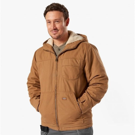 Dickies SHERPA LINED Mens Jacket Rinsed Brown Duck - Shuperb