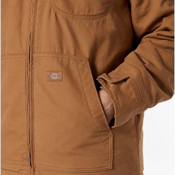 Dickies SHERPA LINED Mens Jacket Rinsed Brown Duck - Shuperb