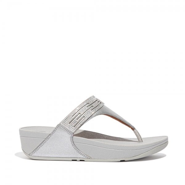 FitFlop LULU LASERCRYSTAL Ladies Toe - Post Sandals Silver - Shuperb