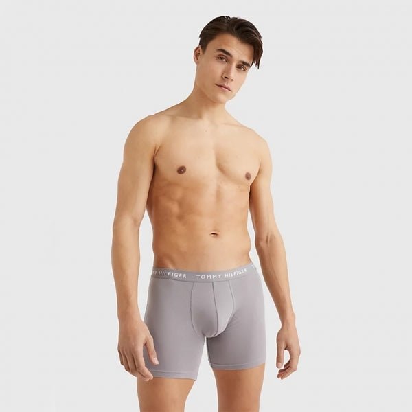 Tommy Hilfiger 3 PACK BOXER Mens Cotton Briefs Black/Grey/White - Shuperb