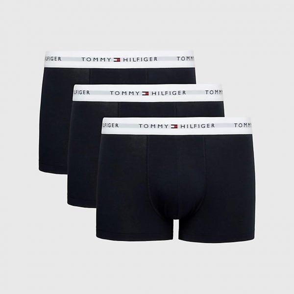 Tommy Hilfiger 3 PACK LOGO Mens Cotton Trunks Navy - Shuperb