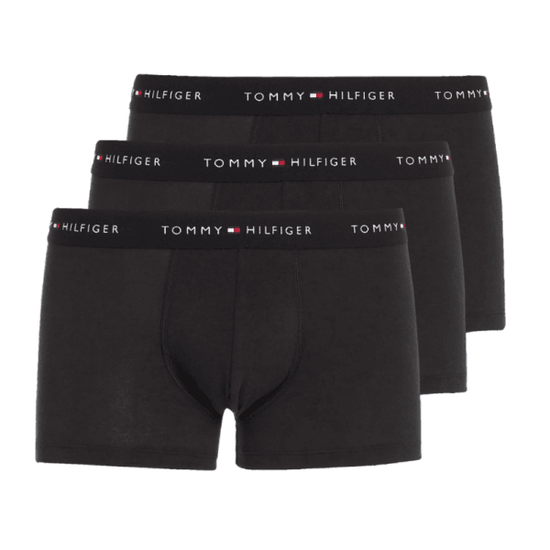 Tommy Hilfiger 3 PACK PRINT TRUNKS Mens Cotton Trunks Black - Shuperb