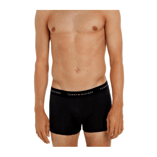 Tommy Hilfiger 3 PACK PRINT TRUNKS Mens Cotton Trunks Black - Shuperb