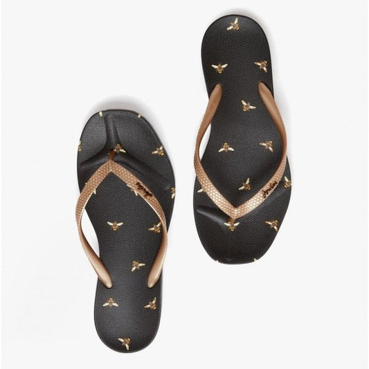 Joules SUNVALE Ladies Flip - Flops Black Bee - Shuperb