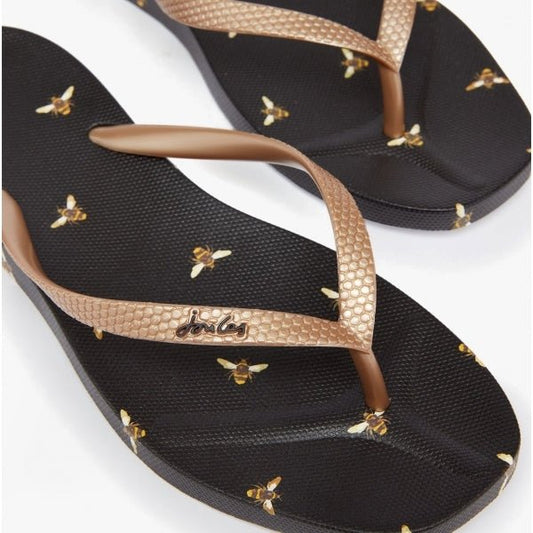 Joules SUNVALE Ladies Flip - Flops Black Bee - Shuperb