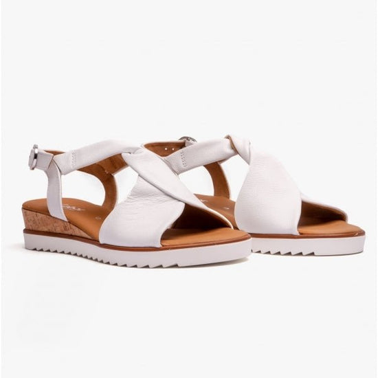 Gabor RICH Ladies Twisted Leather Sandals White - Shuperb