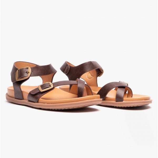 Heavenly Feet PALMA Ladies Crossover Sandals Chocolate - Shuperb