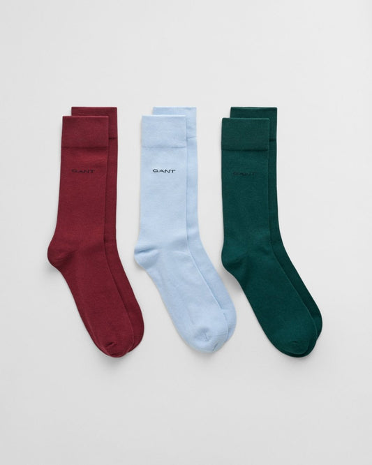 GANT Mens 3 Pack Soft Cotton Socks Woody Green - Shuperb