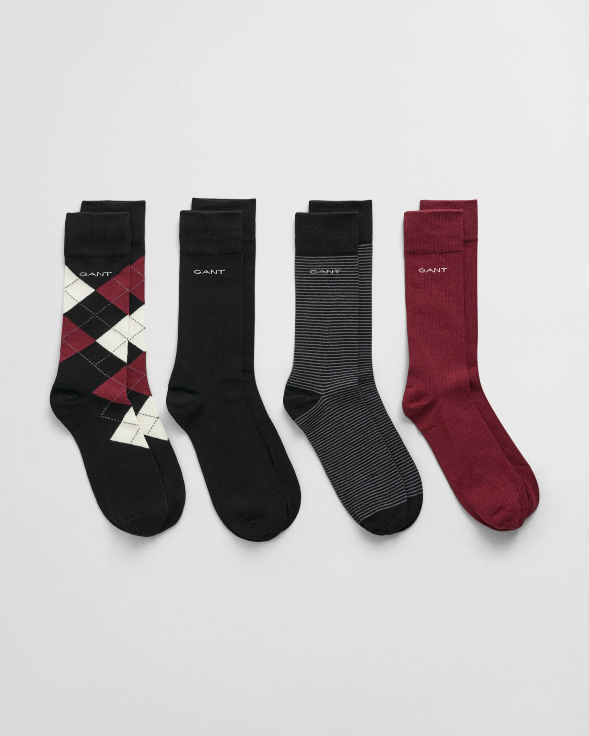 GANT ARGYLE STRIPE Mens 4 - Pack Socks Black - Shuperb