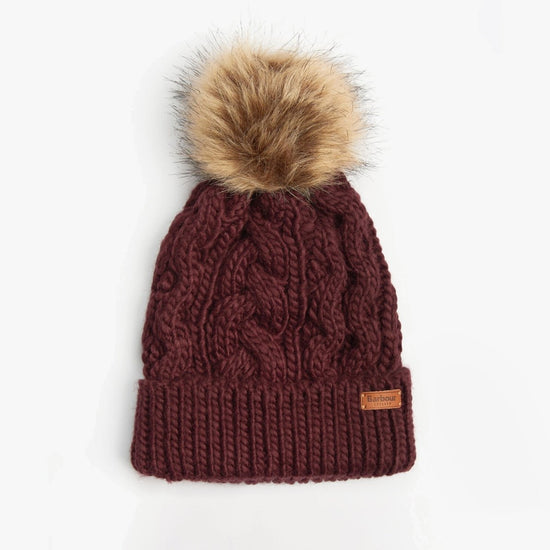 Barbour PENSHAW BEANIE & SCARF Womens Gift Set Bordeaux - Shuperb