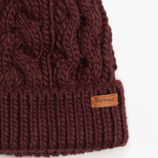 Barbour PENSHAW BEANIE & SCARF Womens Gift Set Bordeaux - Shuperb