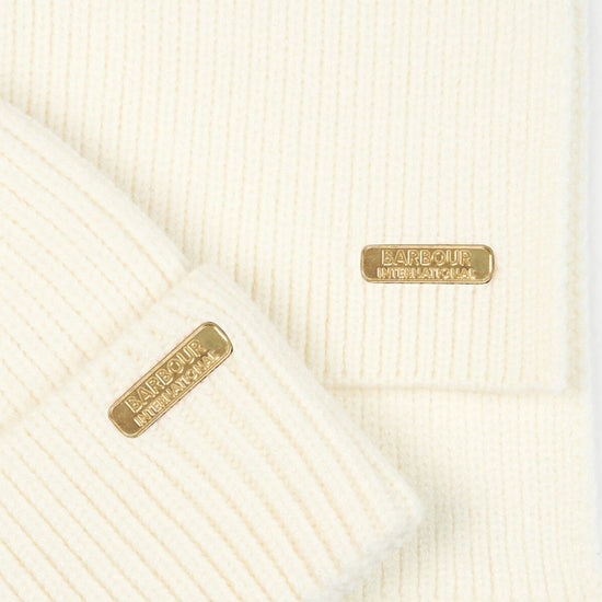 Barbour MALLORY BEANIE & SCARF Womens Gift Set Optic White - Shuperb