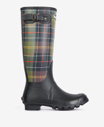 Barbour TARTAN BEDE Womens Wellington Boots Black/Classic Tartan - Shuperb