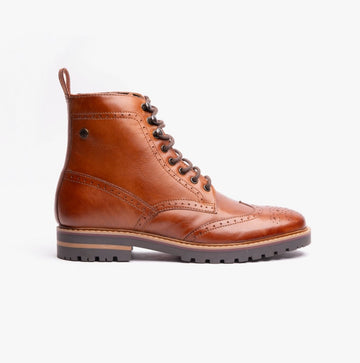 Base London GROVE WASHED Mens Boots Burnt Tan - Shuperb