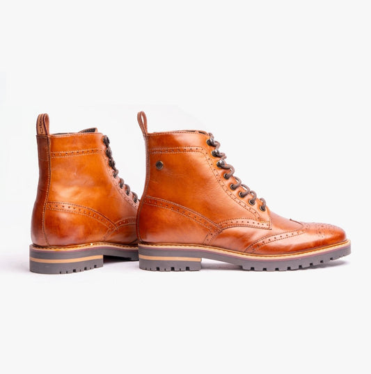 Base London GROVE WASHED Mens Boots Burnt Tan - Shuperb