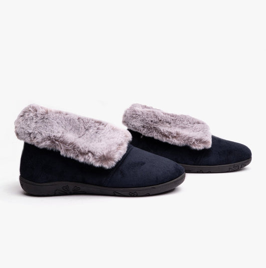 Padders ESME Womens Slippers Navy Combi - Shuperb