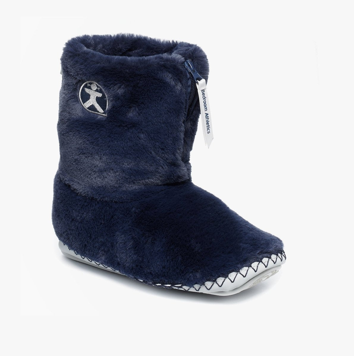 Bedroom Athletics MONROE Ladies Faux Fur Boot Slippers Peacoat Navy/Trace Grey - Shuperb