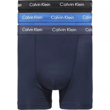 Calvin Klein TRUNK 3 Pack Mens Cotton Stretch Underwear Black/Blu/Blu - Shuperb