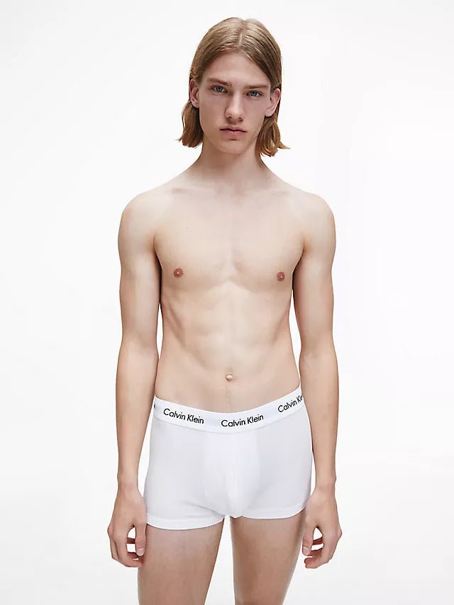 Calvin Klein TRUNK 3 Pack Mens Cotton Stretch Underwear Black/White/Grey Heather - Shuperb