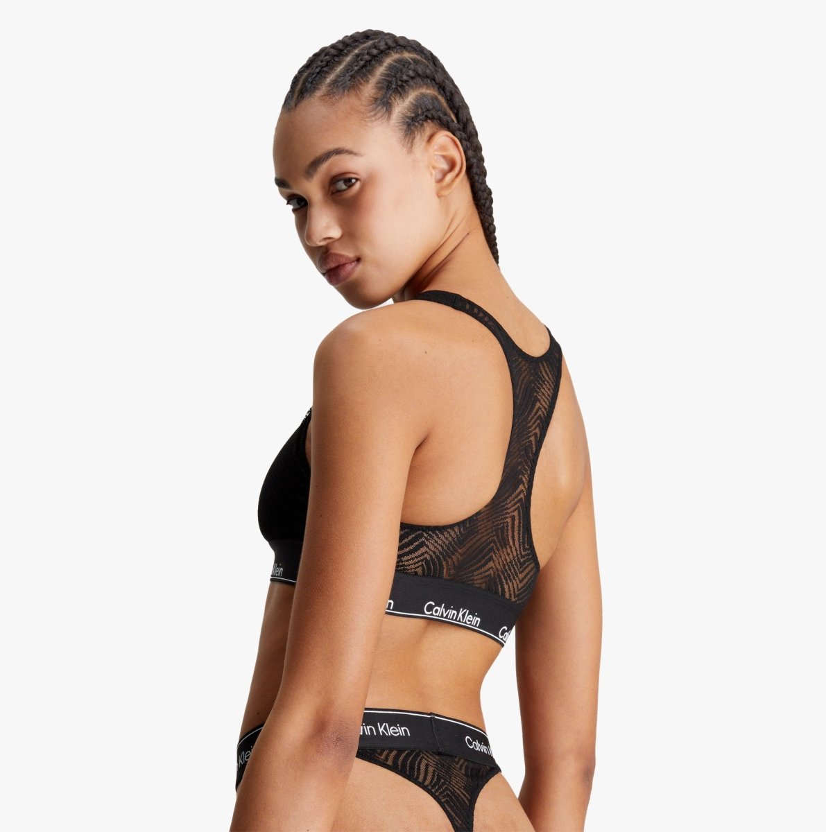 Calvin Klein LACE Unlined Bralette Womens Black - Shuperb