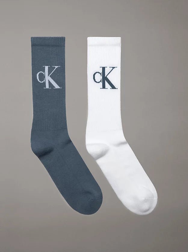 Calvin Klein Jeans 2 Pack Monogram Mens Socks China Blue - Shuperb