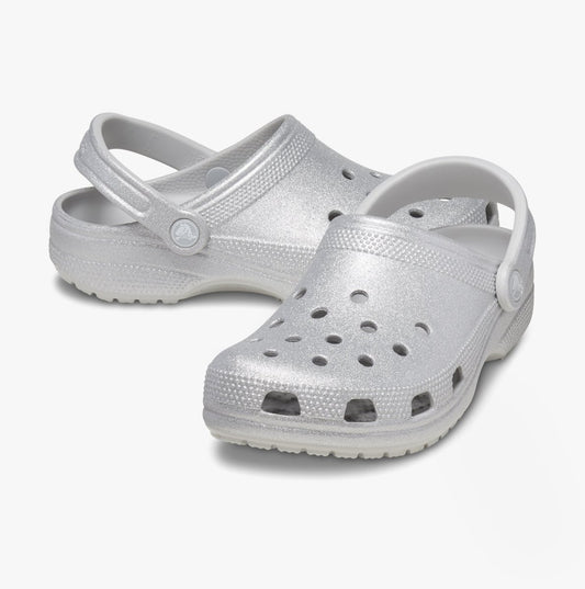 Crocs Crocs CLASSIC GLITTER Unisex Clogs Silver Glitter - Shuperb