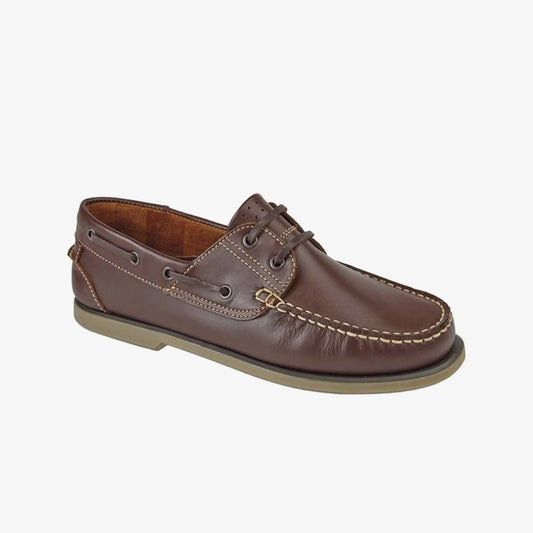 DEK RIVER Mens Leather Moccasin Boat Shoes Brown - Shuperb