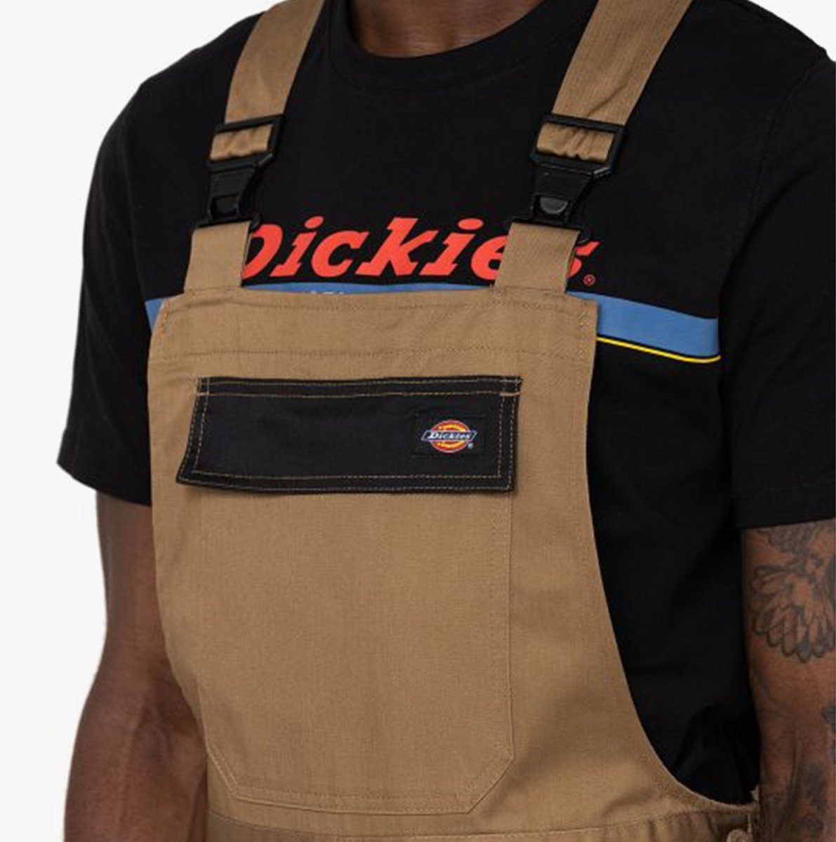 Dickies EVERYDAY Mens Bib & Brace Overall Khaki/Black - Shuperb