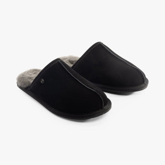 House of Slippers EDWIN Mens Slippers Black - Shuperb