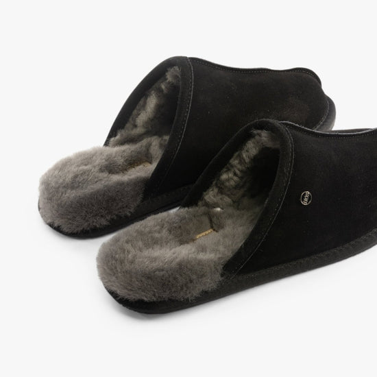 House of Slippers EDWIN Mens Slippers Black - Shuperb