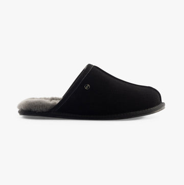 House of Slippers EDWIN Mens Slippers Black - Shuperb