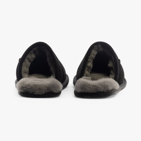 House of Slippers EDWIN Mens Slippers Black - Shuperb