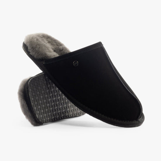 House of Slippers EDWIN Mens Slippers Black - Shuperb