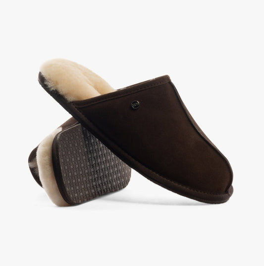 House of Slippers EDWIN Mens Slippers Espresso - Shuperb