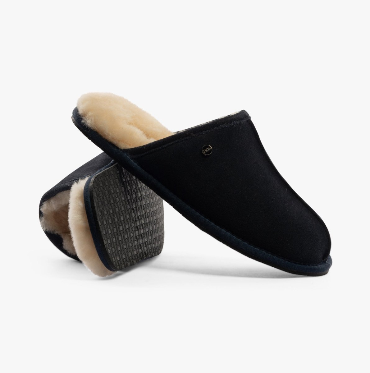 House of Slippers EDWIN Mens Slippers Navy - Shuperb