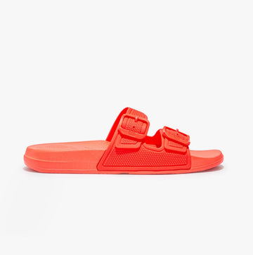 FitFlop iQUSHION TWO - BAR BUCKLE SLIDES Ladies Neon Orange - Shuperb