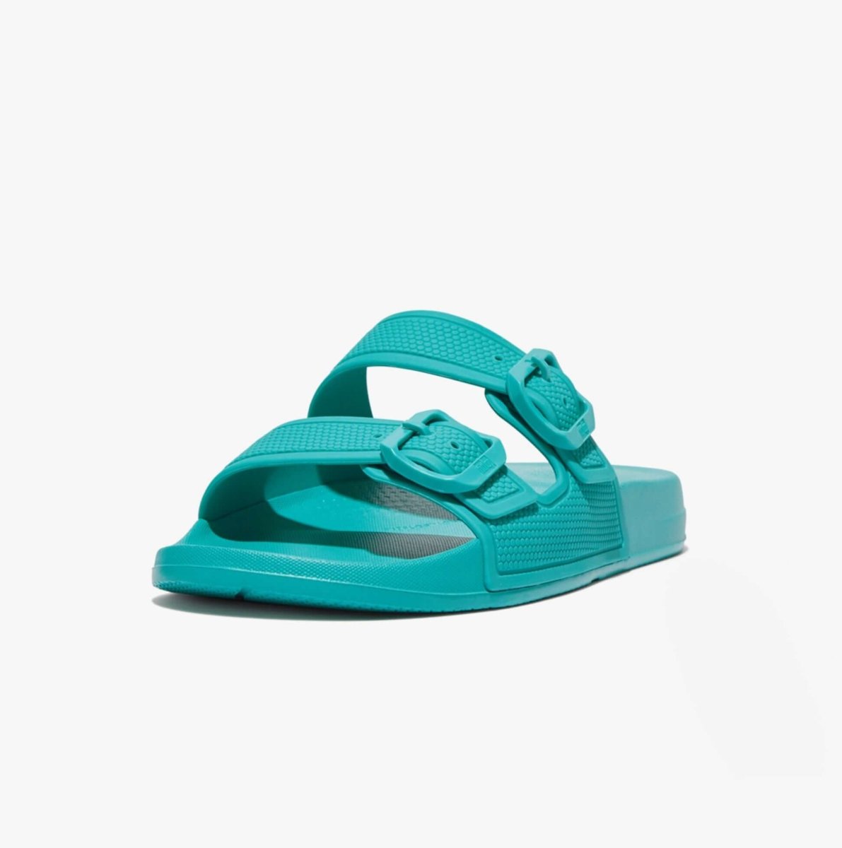 FitFlop iQUSHION TWO - BAR BUCKLE SLIDES Ladies Tahiti Blue - Shuperb