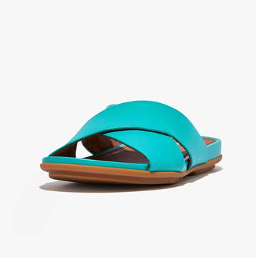 FitFlop GRACIE CROSS Womens Slides Tahiti Blue - Shuperb