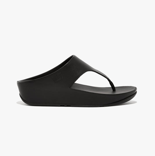 FitFlop SHUV LEATHER TOE - POST Womens Sandals All Black - Shuperb