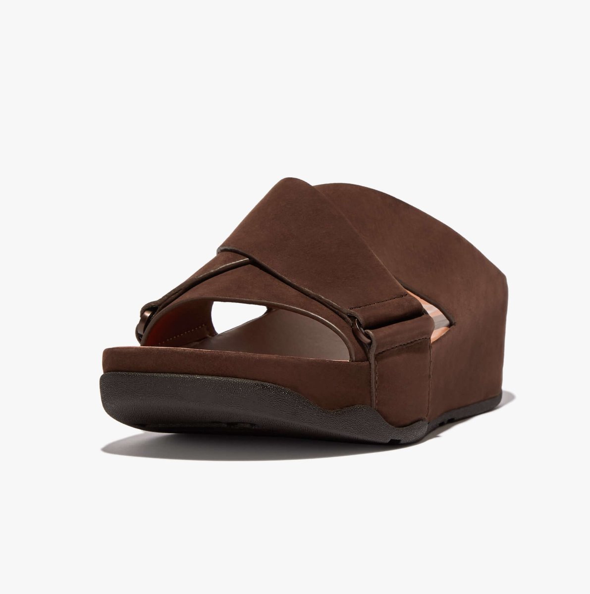 FitFlop SHUV Ladies Nubuck Cross Sliders Chocolate Brown - Shuperb